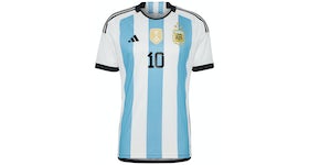 adidas Argentina 23/23 Messi Winners Home Replica Jersey White/Light Blue