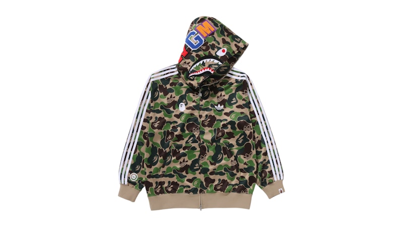 adidas x BAPE Relaxed Fit Track Camo Shark Full Zip Hoodie Green