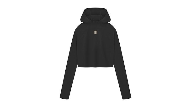 Pre-owned Adidas Originals X Fear Of God Athletics Women's Crop Pullover Hoodie In Black