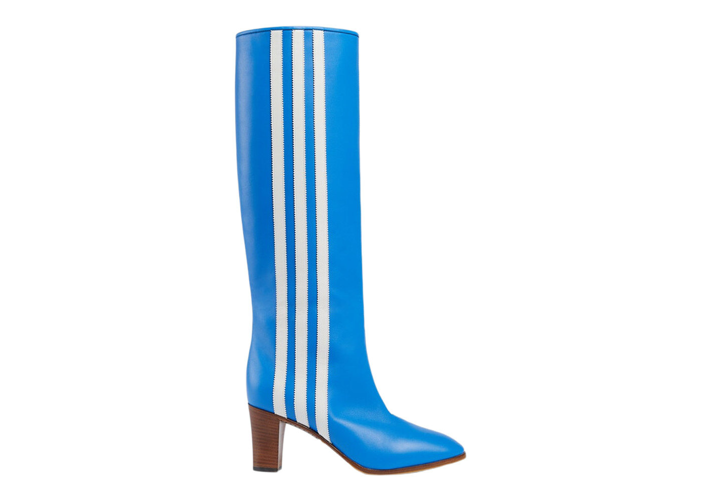 adidas x Gucci 73mm Knee-High Boots Bright Blue Leather - 715584 