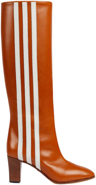 adidas x Gucci 73mm Knee-High Boots Cognac Leather - 715584 AFE70 2341 - US