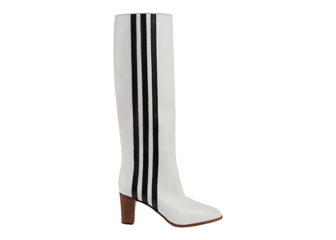 Pre-owned Adidas Originals Adidas X Gucci 73mm Knee-high Boots White Leather In White/black/brown