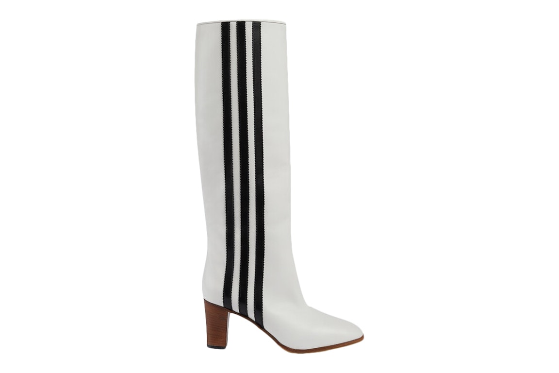 Pre-owned Adidas Originals Adidas X Gucci 73mm Knee-high Boots White Leather In White/black/brown