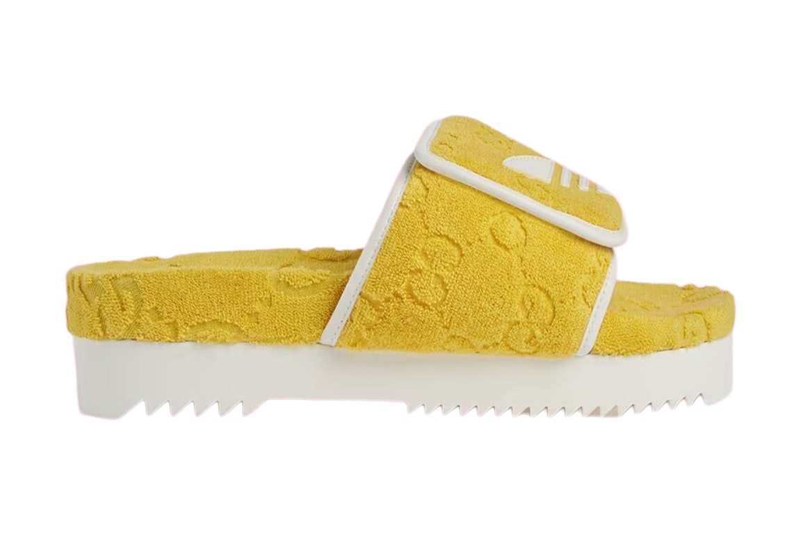 Pre-owned Gucci Adidas X  Gg Platform Sandal Yellow (women's) In Yellow/white