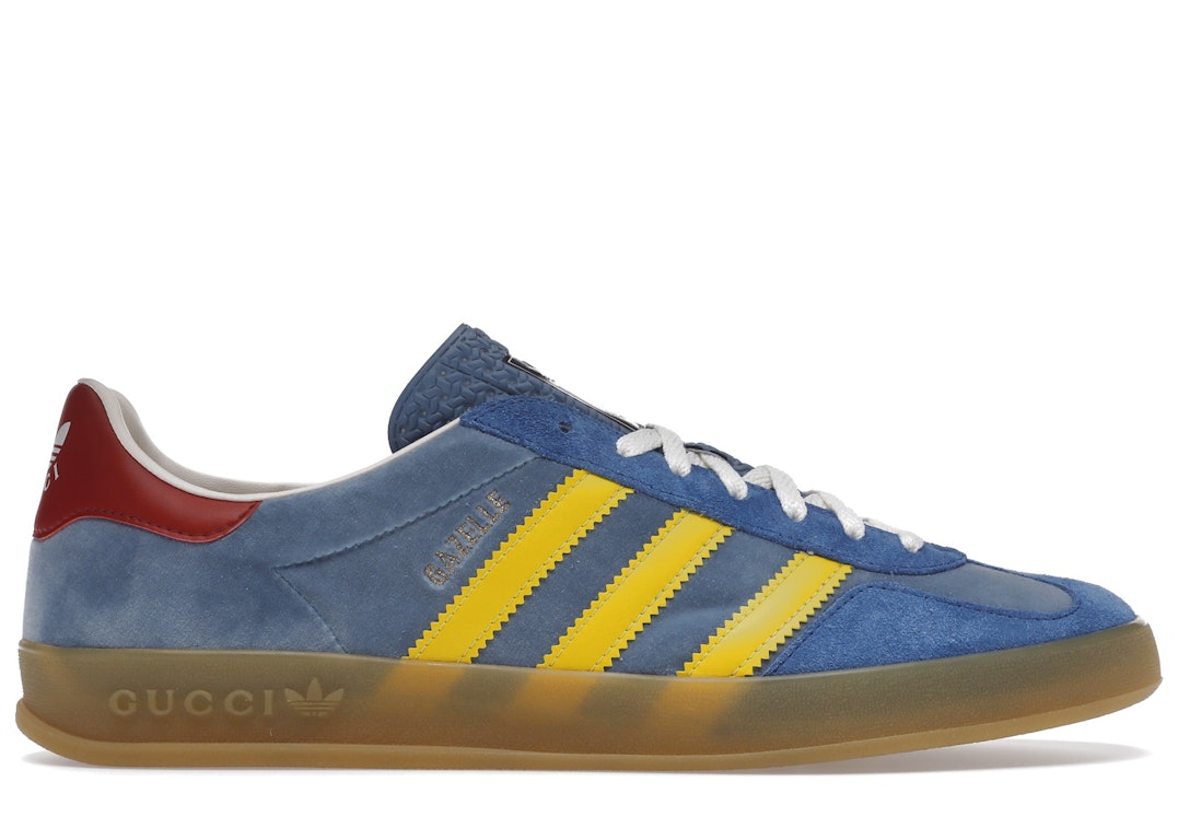 Pre-owned Gucci Adidas X  Gazelle Blue In Blue/yellow/red