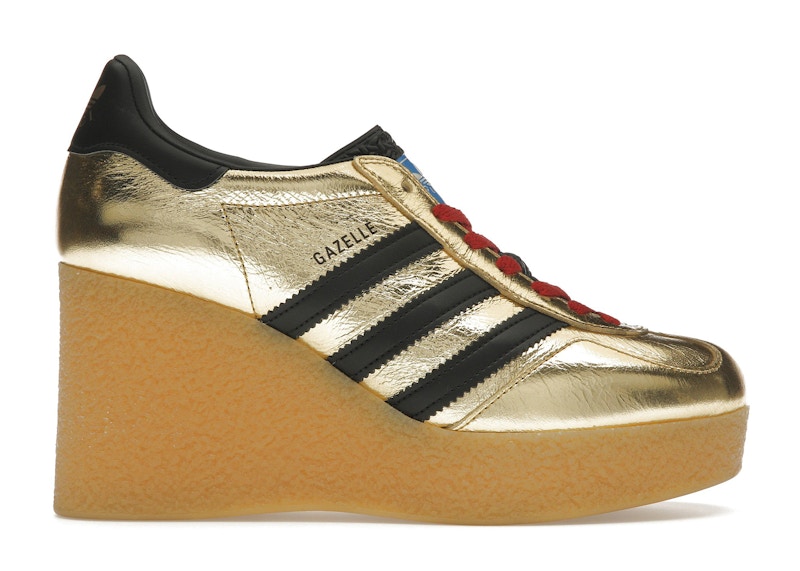 Pre-owned Adidas Originals X Gucci Gazelle Wedge Gold Metallic (women's) Sneakers In Ki Gold/black