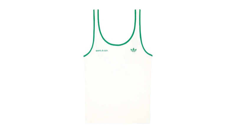 Pre-owned Adidas Originals X Sporty & Rich Ribbed Tank In Off White/court Green