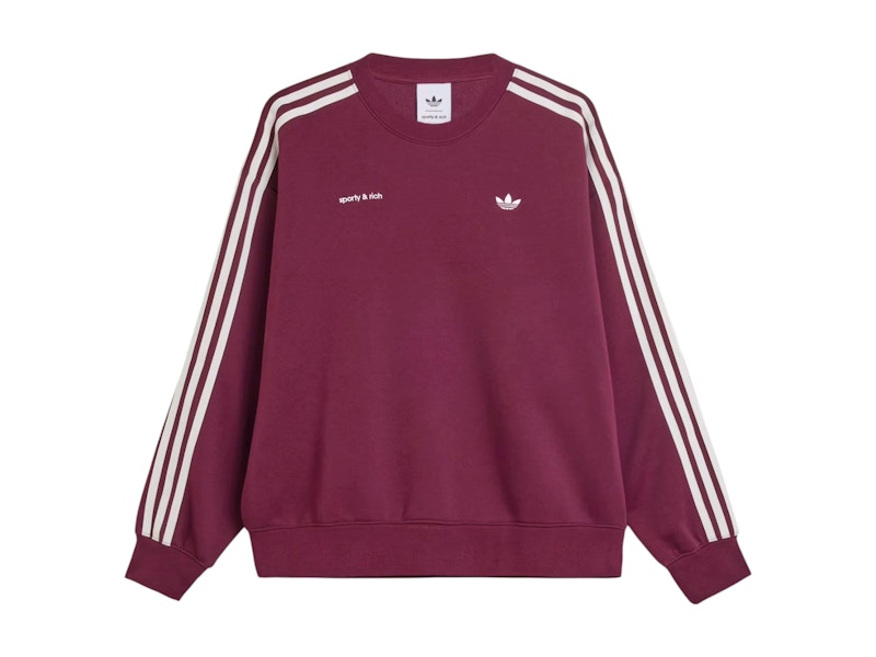 Pre-owned Adidas Originals X Sporty & Rich Women's Sweatshirt In Maroon In Burgundy