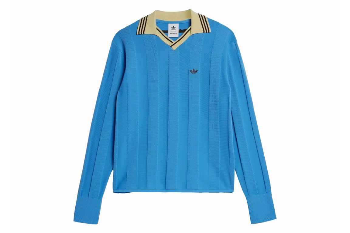 Pre-owned Adidas Originals Adidas X Wales Bonner Knit Long Sleeve Football Tee Lucky Blue