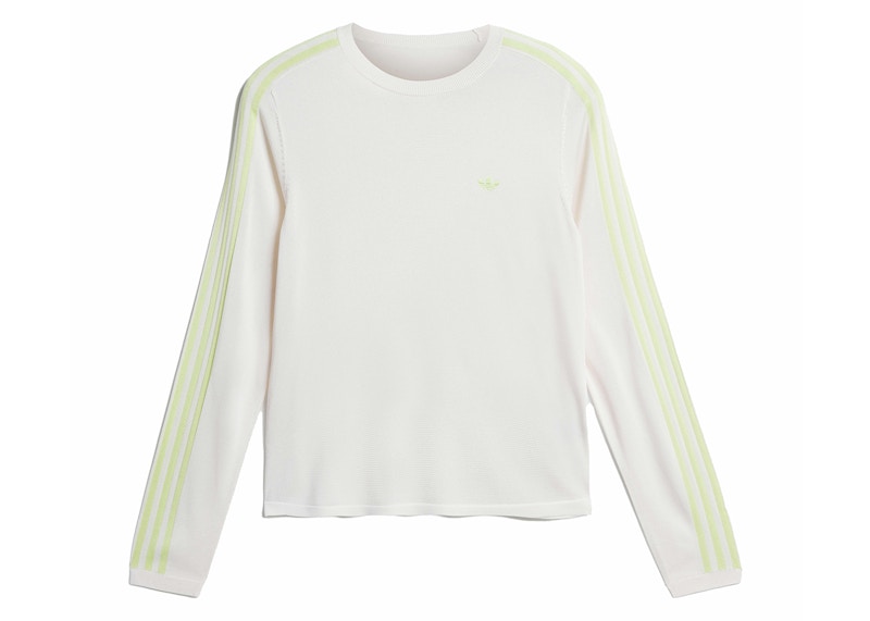Pre-owned Adidas Originals X Wales Bonner Knit Long Sleeve Tee Shirt In Chalk White/semi Frozen Yellow