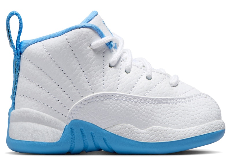 Pre-owned Jordan 12 Retro Melo Sneakers In White/university Blue/metallic Silver