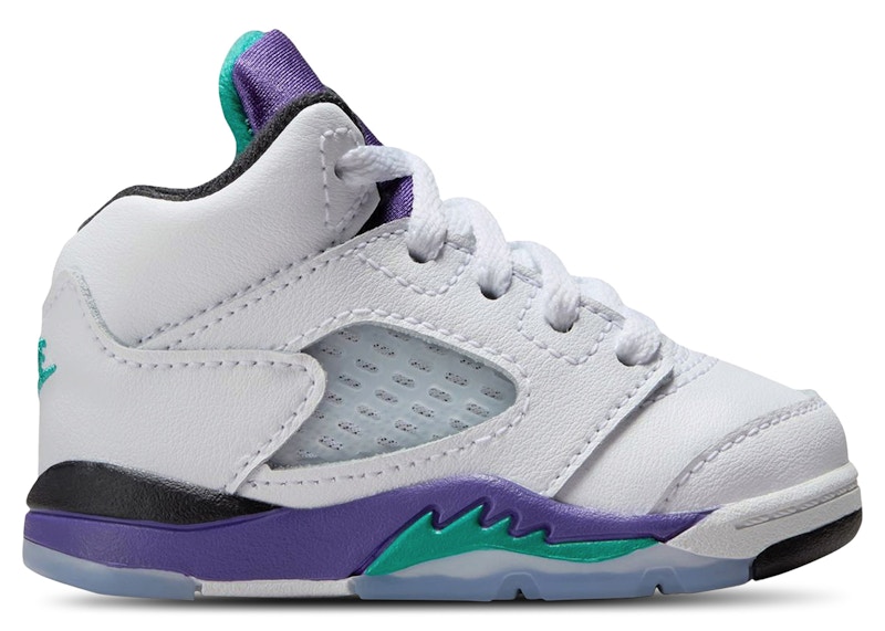 TD Air Jordan 5 – 'White/New Emerald/Grape' – Kicks Lounge