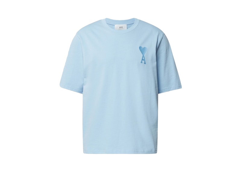 Ami Paris Ami De Coeur Tonal Boxy Fit T-Shirt Light Blue Men's