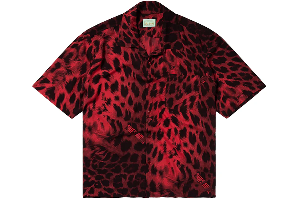 Aries Leopard Hawaiian Shirt Red