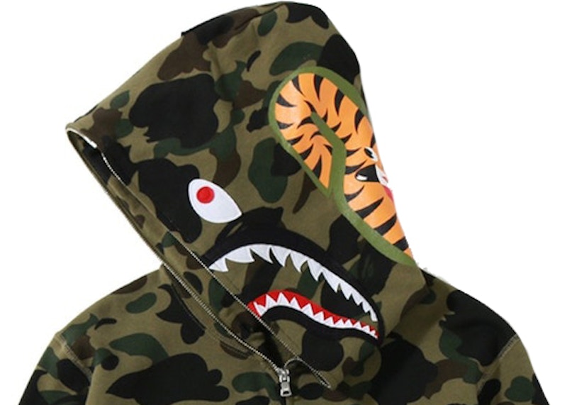 BAPE 1st Camo Shark Full Zip Hoodie Green