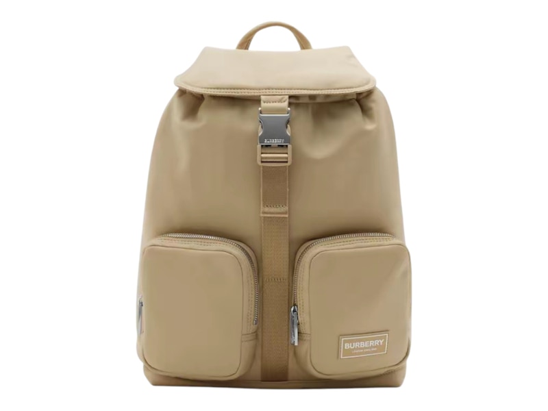 Pre-owned Burberry Nylon Flip Backpack In Beige In Sand