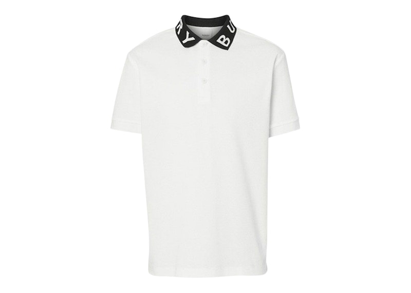 White t shirt with black outlet collar