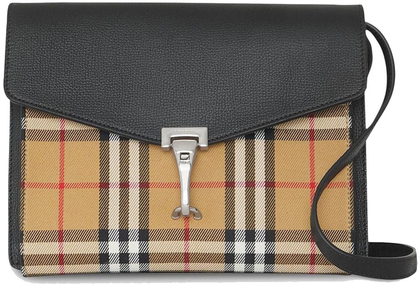 Burberry Small Vintage Check Leather Bag Black in Calfskin with Silver-tone