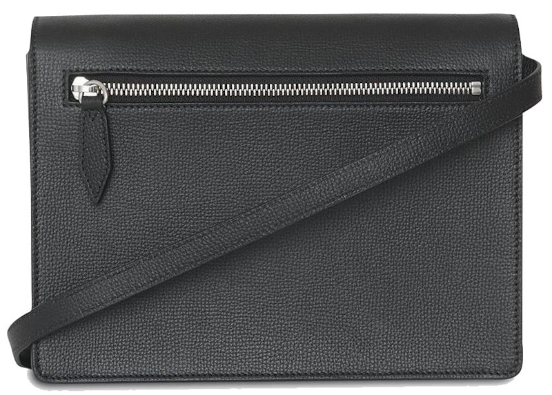 Burberry Small Vintage Check and Leather Crossbody Bag Black in Calfskin with Silvertone US