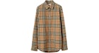 Burberry Vintage Kariertes Hemd aus Baumwollpopeline Beige