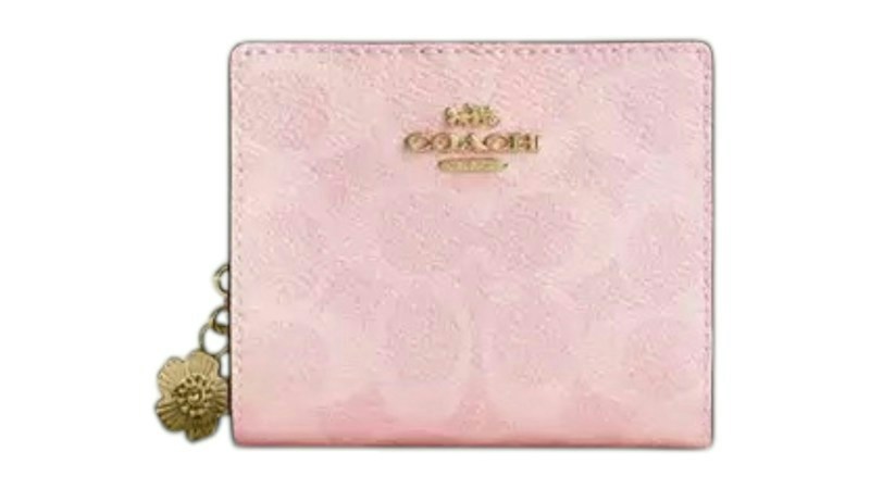 Coach Snap Wallet Signature Canvas Gold/Power Pink