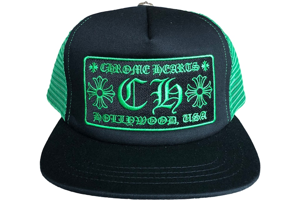 Chrome Hearts Ch Hollywood Trucker Hat Black Green Chrome Hearts Ch Hollywood Trucker Hat Black Green