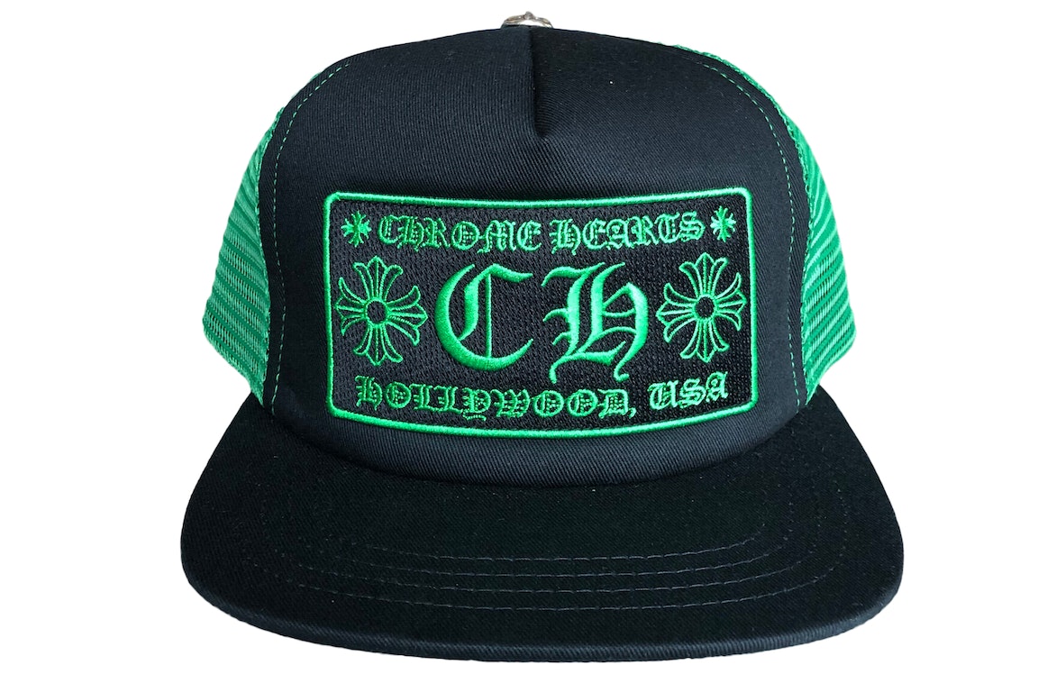 Pre-owned Chrome Hearts Ch Hollywood Trucker Hat Black/green