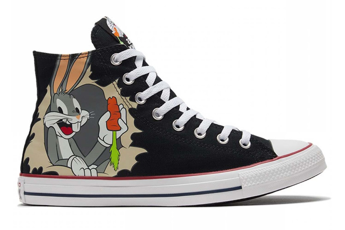 Click to view more detailed imagery on our partner's website Pre-owned Converse Chuck Taylor All-star Hi Bugs Bunny 80th Anniversary Black In Black/multi-white