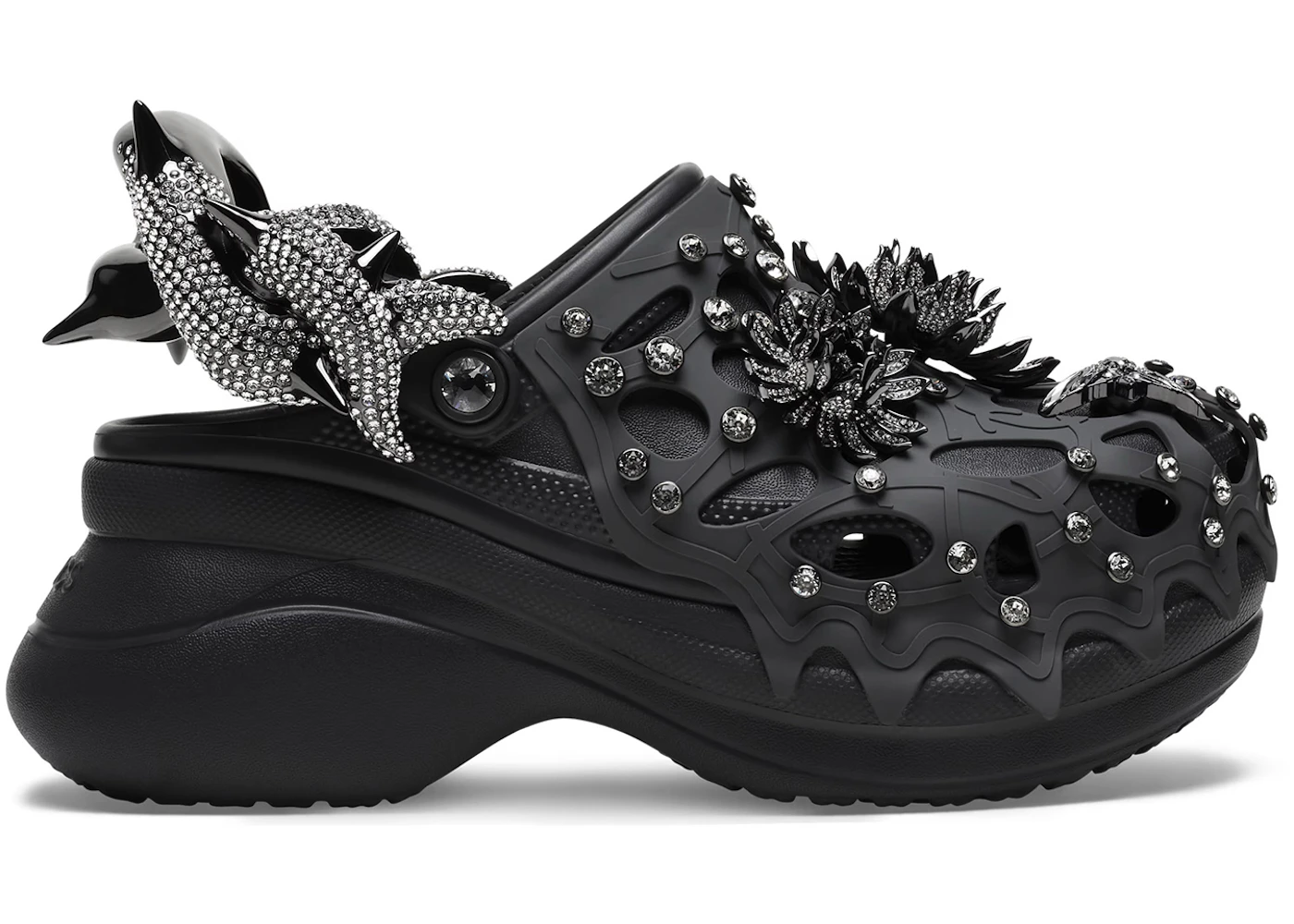 Black Bae Clogs Crocs Classic Bae Clog Swarovski Black (Women's