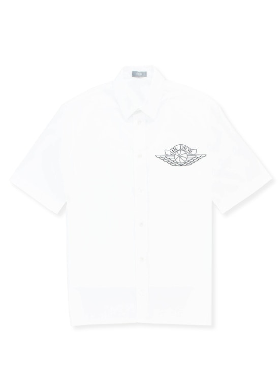 Pre-owned Dior X Jordan Short Sleeve Button Up Shirt White