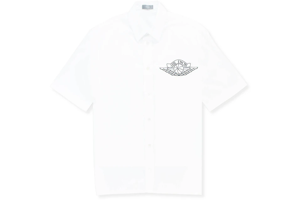 Dior x Jordan Short Sleeve Button Up Shirt White