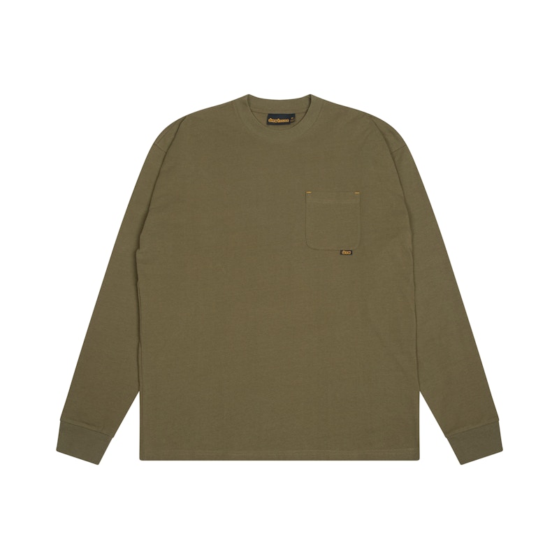 drew house basic l/s pocket tee midnight olive