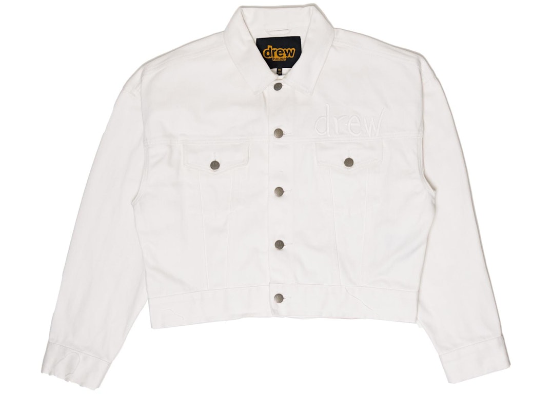 Pre-owned Drew House Cropped Selvedge Trucker Jacket White