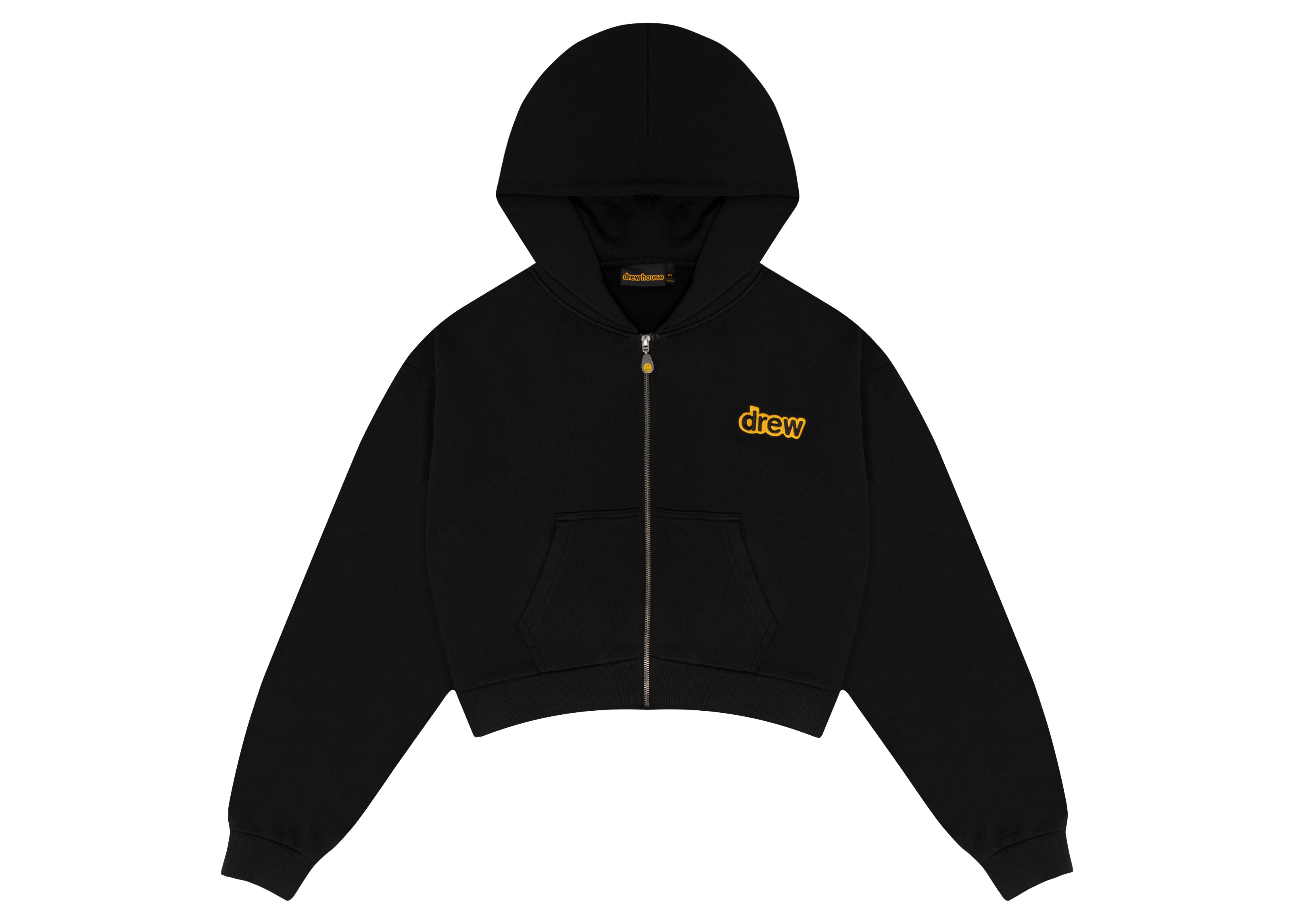 drew house cropped zip up hoodie black