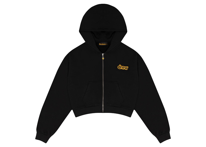 drew house cropped zip up hoodie black Men's - FW22 - US