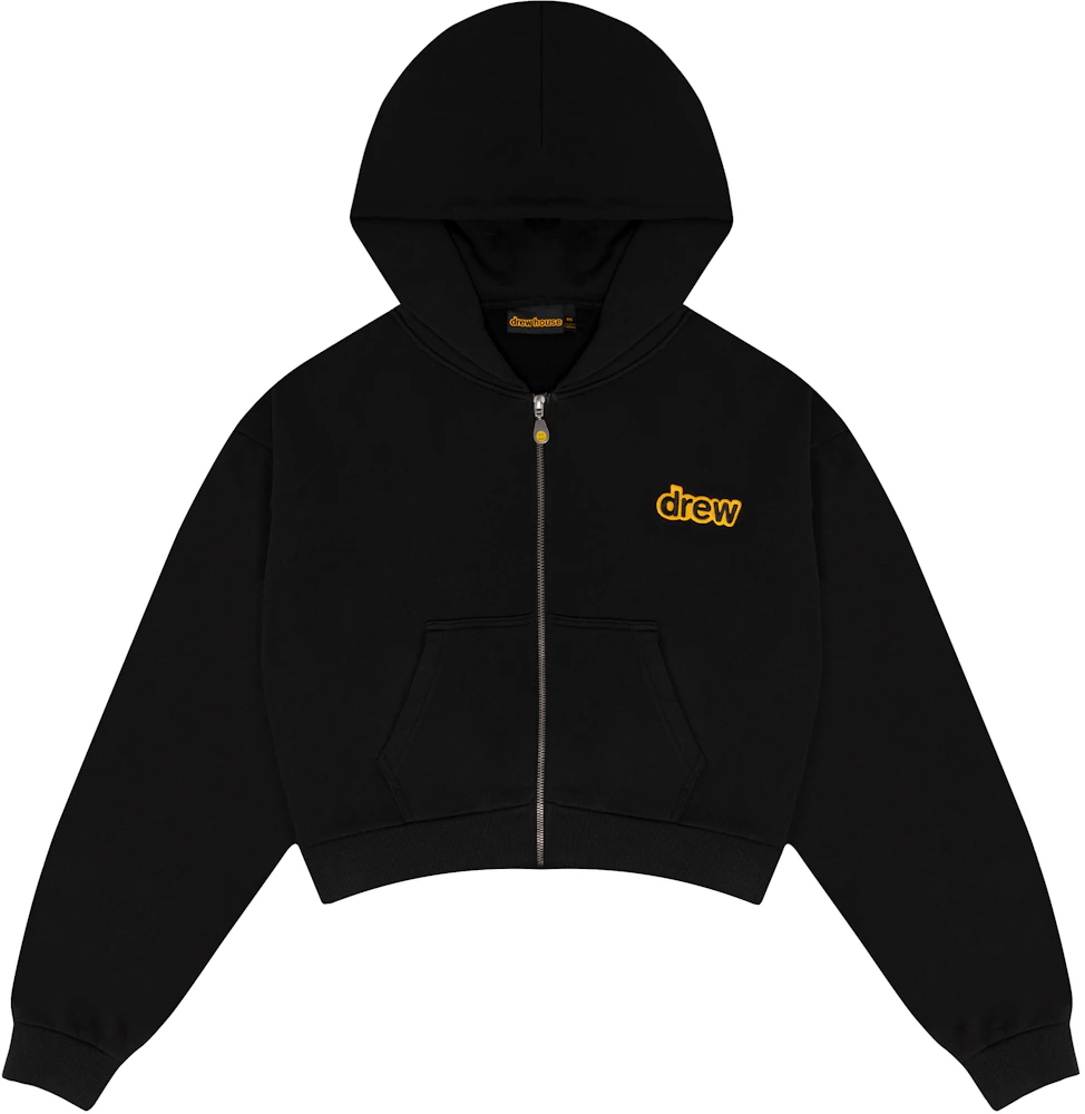drew house cropped zip up hoodie black Men's - FW22 - US