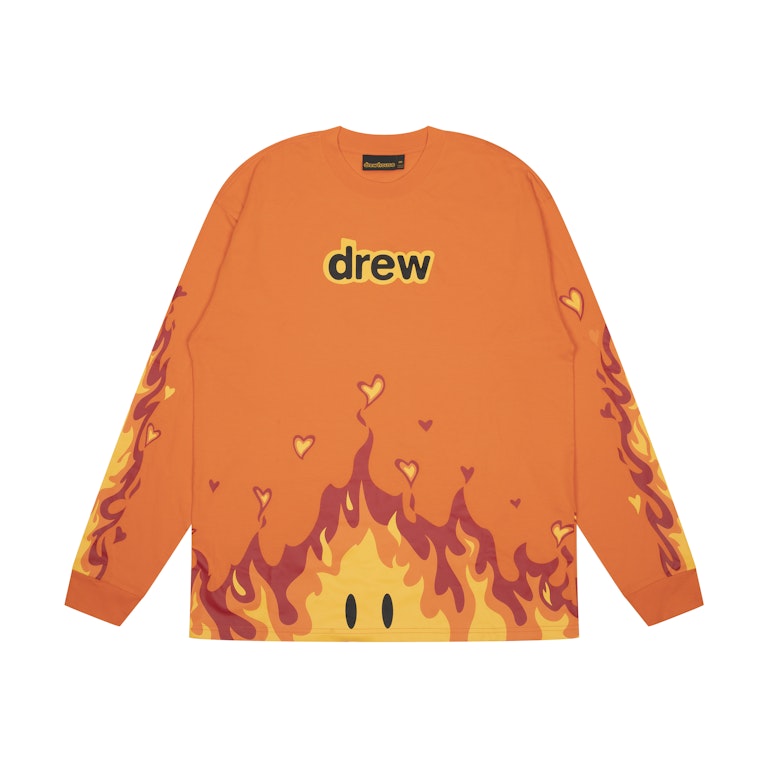 Pre-owned Drew House Fire L/s T-shirt Orange
