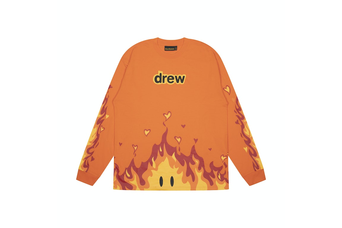 Pre-owned Drew House Fire L/s T-shirt Orange
