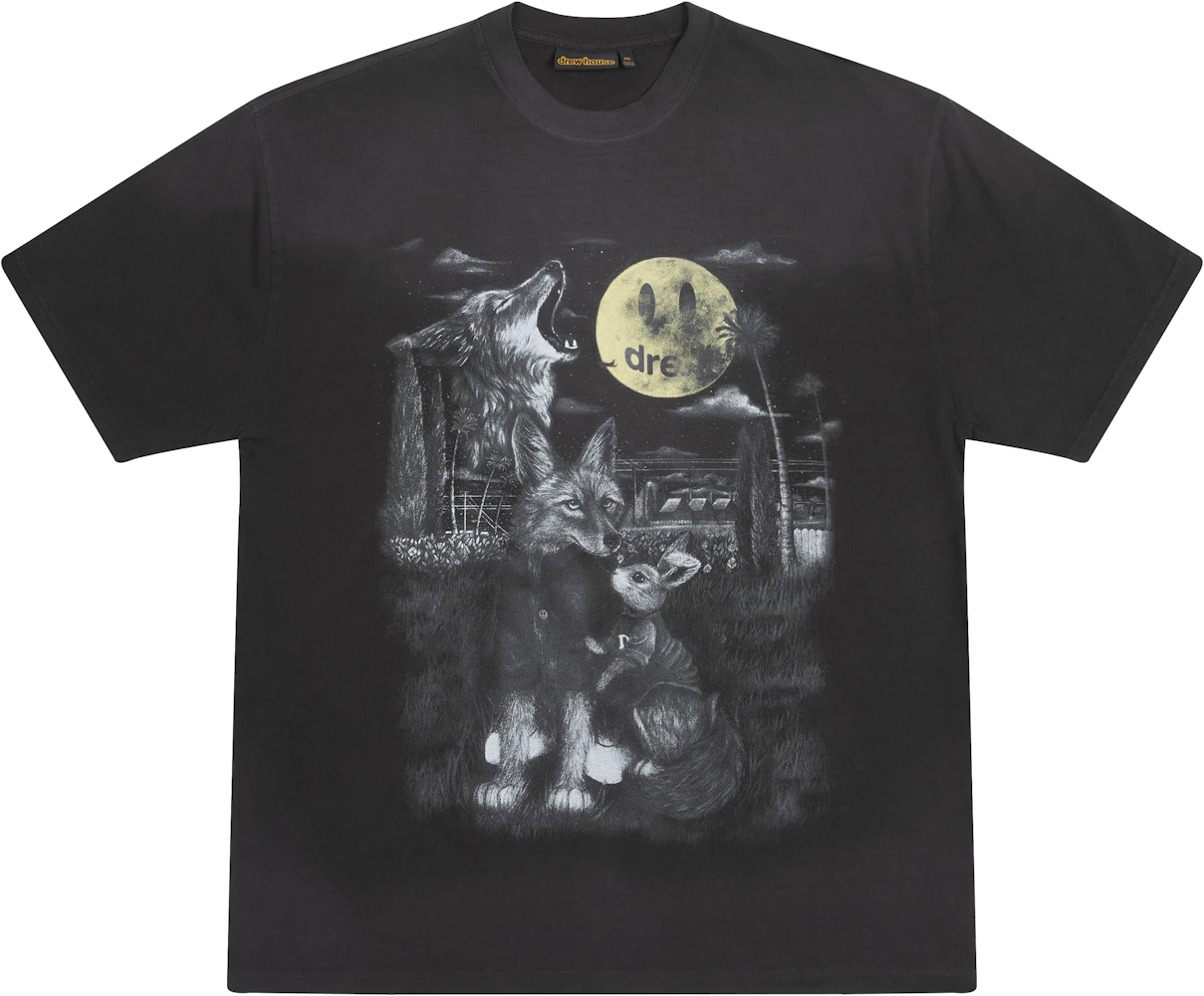 drew house full moon ss t-shirt faded black Men's - SS22 - US