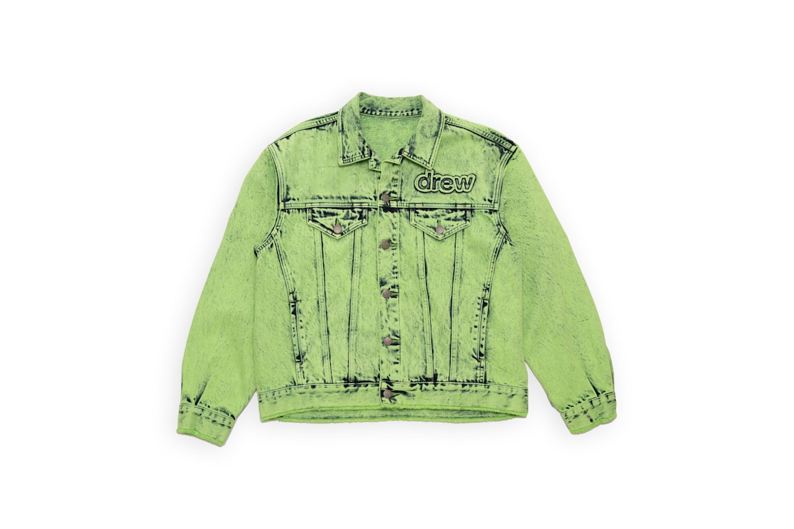 Pre-owned Drew House Oversized Trucker Jacket Painted Lime