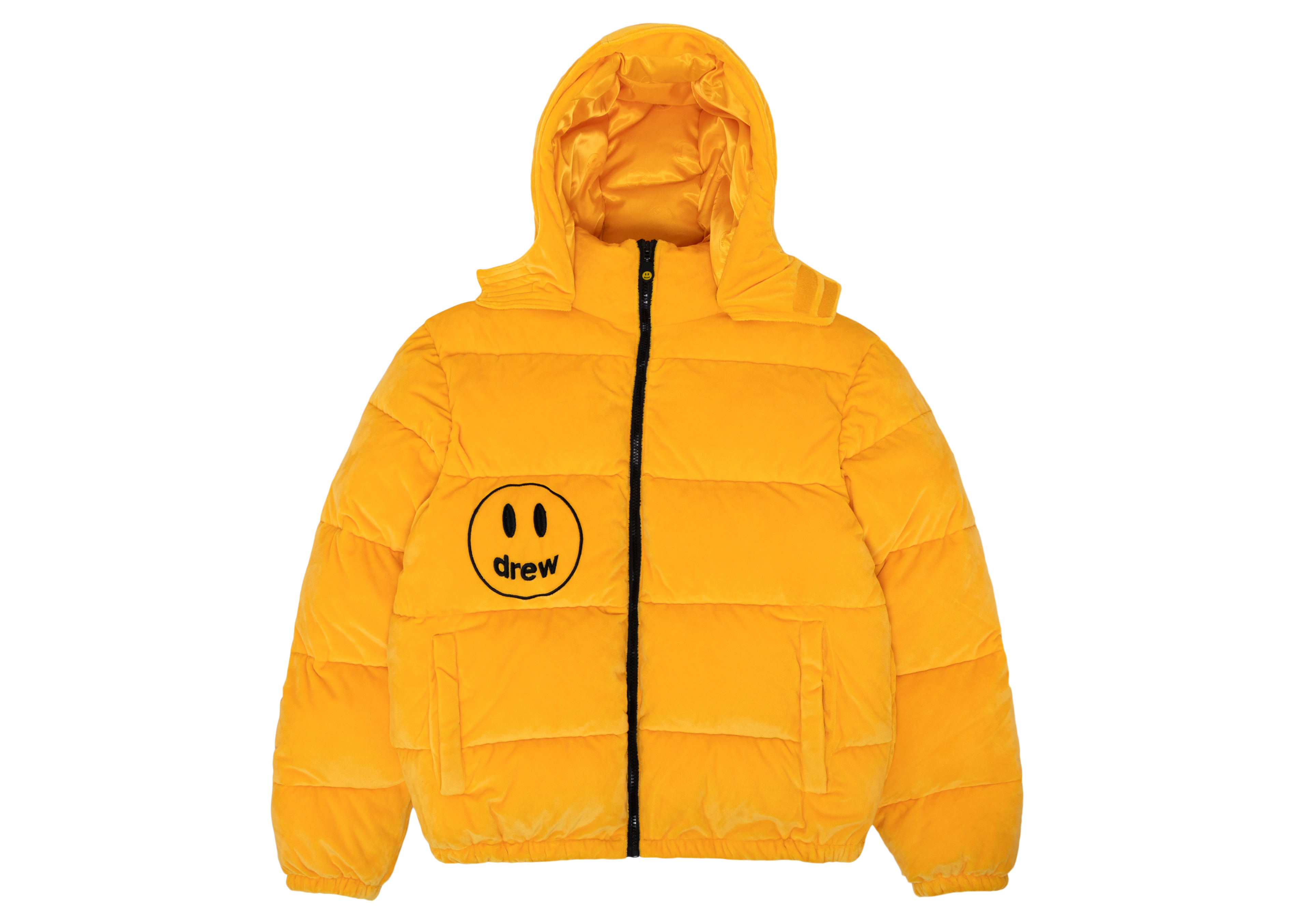 drew house plush hooded puffer jacket golden yellow - FW22 - US