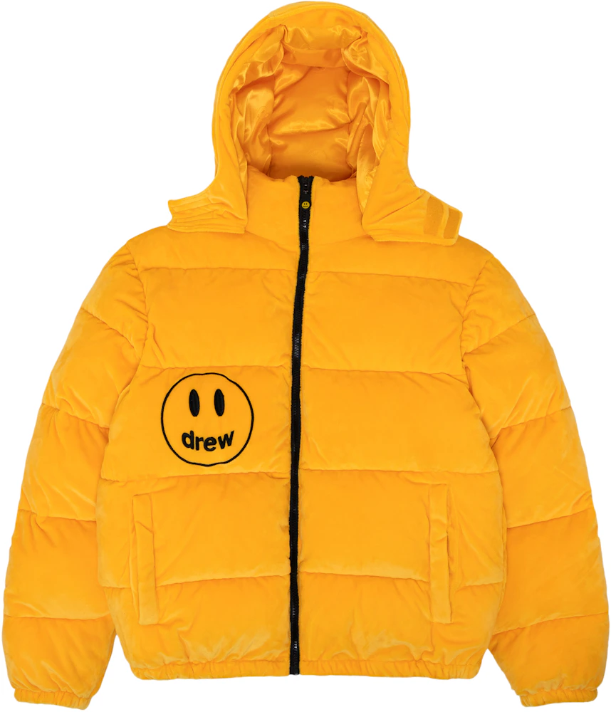 drew house plush hooded puffer jacket golden yellow Men's - FW22 - US