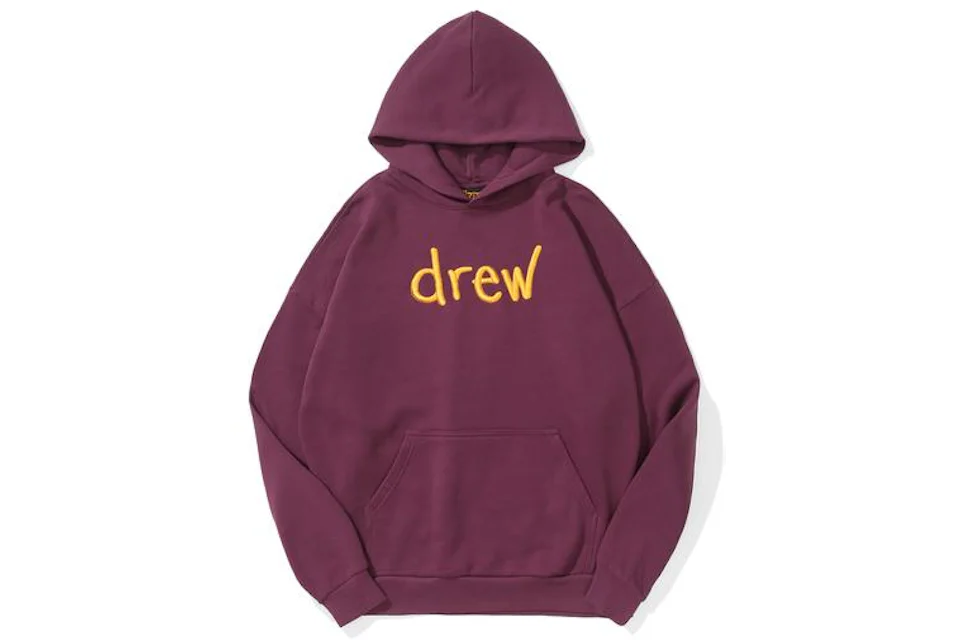 drew house scribble embroidery hoodie berry