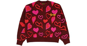 drew house scribble hearts sweater burgundy