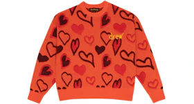 drew house scribble hearts sweater orange