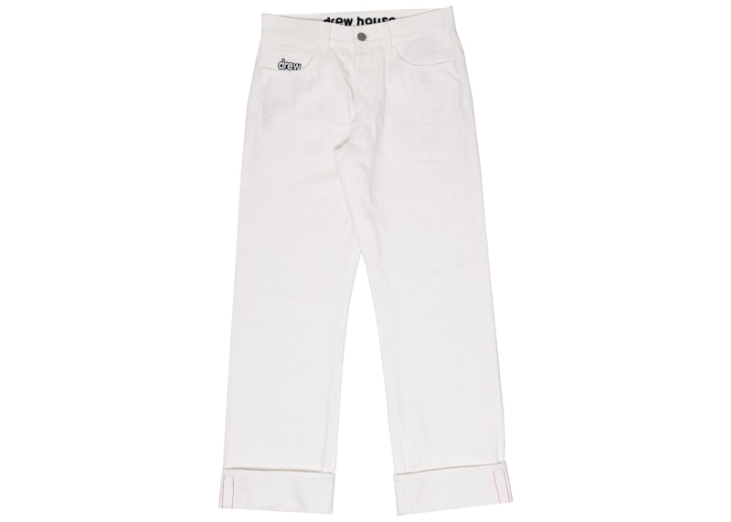 Pre-owned Drew House Men's Selvedge Wide Leg Jean In White