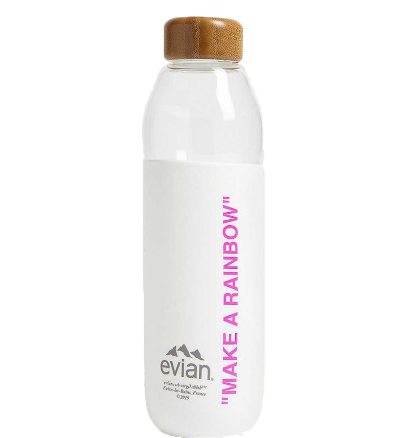 EVIAN BY VIRGIL ABLOH x SOMA Make A Rainbow Refillable Glass Water Bottle White Pink SS19 US