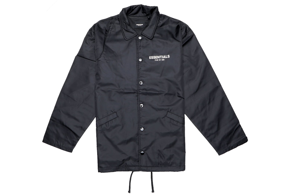 Fear Of God Essentials Nylon Coach Jacket Black Fw19 Fear Of God Essentials Nylon Coach Jacket Black Fw19