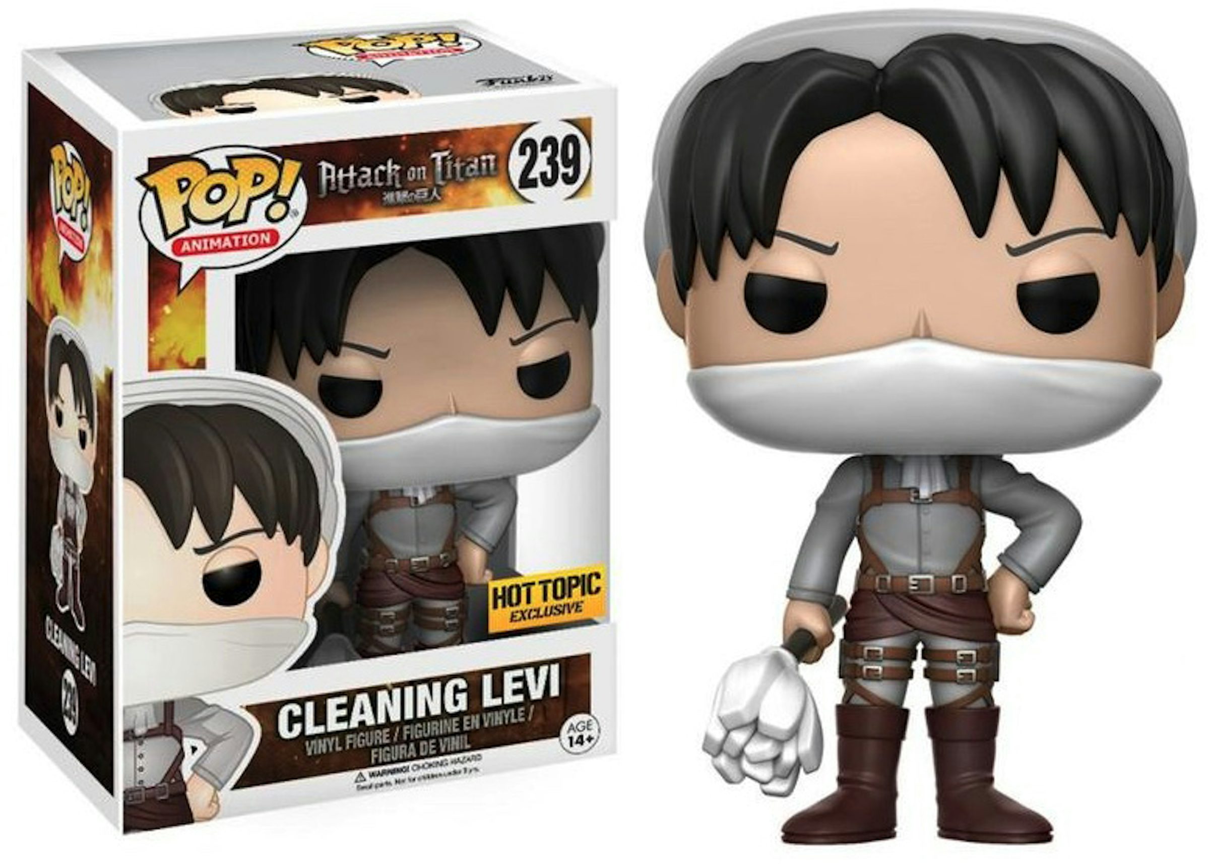 Funko Pop! Animation Attack on Titan Cleaning Levi Hot Topic Exclusive  Figure #239