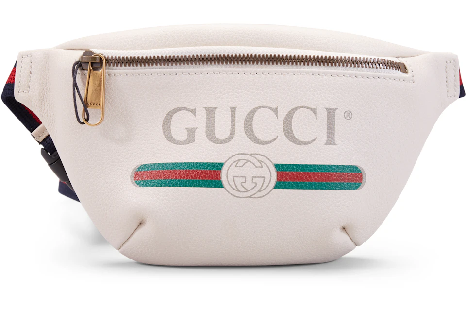 Gucci Print Belt Bag Vintage Logo Small White In Leather With Brass gucci-print-belt-bag-vintage-logo-small-white-in-leather-with-brass